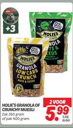  2 350 400 deka ark 3 koolhydraten added sugar positive change granola carb crunch nuts hazelnuts crunchy muesli zak pak 5.99 