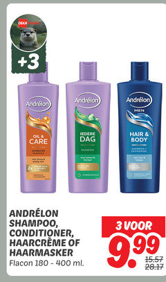  andrelon shampoo conditioner 3 180 400 deka men oil care voedende droog pluizig haar dag schoon showergel lichaam zonnebloemolie hair body geld haarmasker flacon ml 
