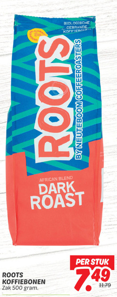  roots koffiebonen 500 biologische gebrande by neuteboom coffeeroasters african blend dark roast zak stuk 