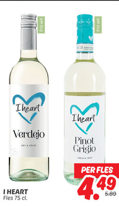  rose witte wijn fris wit dry crisp pinot grigio fresh heart fles 