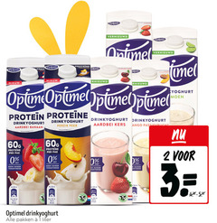  optimel drinkyoghurt 1 2 3 5 31 46 100 200 vernieuwd proteine drink protein aardbei banaan perzik peer kers passievrucht pak vet suiker ml r 3. pakken liter 