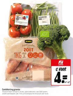  sperziebonen zoete aardappelen trostomaten broccoli 1 2 4 5 180 200 500 1000 friszoet aromatisch tros tomaten jumbo stuks buiten koelkast planet proof klasse verpakt supermarkten antwoordnummer nederland oorsprong nl 1kg zoet vitamine vezels koken bakken oven aardappel combikorting groente schaal zak kilo biologische stuk 