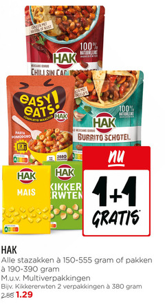  hak kikkererwten bonen 1 2 100 brood mexicaans gekruid chili car maaltijd natuurlijke ingredienten pasta pomodoro klaas burrito schotel nutri score groenten mais kikker stazakken pakken 