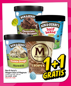  ben and jerrys magnum ijsspecialiteit 1 2 3 31 69 fairtrade be chan chocolate fudge brownie baked brownies cookie dough jerry vanilla ice cream with chunks chip pints ml 100ml 100g utopia double hazelnut white hazelnoten ond pistachio 