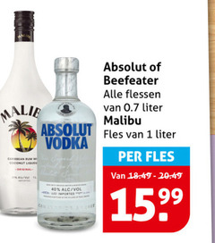  beefeater absolut wodka gin 1 40 malie caribbean rum coconut flessen liter malibu fles vodka imported 