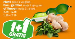  1 3 40 150 munt zakje bio gember limoen netje stuks kilo v.a. 
