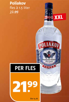  poliakov wodka fles liter fun xxl premium vodka grain 