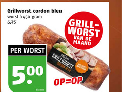  grillworst 450 cordon bleu worst grill maand 50 kilo 