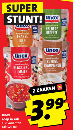  unox soep 2 10 super franse uien stip klassieke tomaten heldere small groente romige champignon zak ml zakken 3.99 