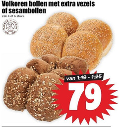  bolletjes 4 6 volkoren bollen vezels sesambollen zak stuks men 