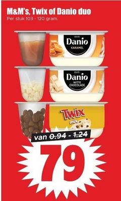  twix danone danio toetje 120 duo stuk karamel witte chocolade mix 