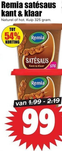  remia satesaus 99 kant klaar naturel hot kuip 