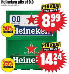  heineken 0.0 krat bier 24 25 30 50 pils flessen alcohol free reine 