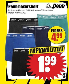  heren boxershorts 5 penn boxershort kleuren katoen elastaan maten xxl sport elders 