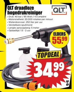  hogedrukreiniger 5 40 draadloze druk bar watt rotaties minuut waterdoorvoer liter uur verstelbare spuitmond lengte aanzuigslang meter oplaadtijd elders 