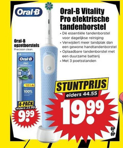  braun oral-b electrische tandenborstel 3 4 100 oral b opzetborstels precision clean pro vitality elektrische dagelijkse reiniging verwijdert tandplak gewone handtandenborstel oplaadbare duurzame batterij poetsstanden 1x4 pack elders 