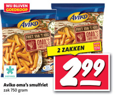  patat 2 10 750 diepvries aviko friet huis smulfriet zak zakken 