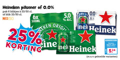  heineken 0.0 blikjes bier 6 25 33 pilsener pak 50 blik nix18 6x 500ml originele orig pack nek 