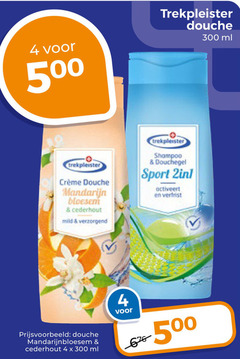  trekpleister huismerk douchegel 4 300 500 douche ml mandarijn cederhout mild verzorgend shampoo sport activeert 