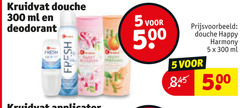  kruidvat huismerk deodorant douchegel 5 300 500 douche ml fresh sweet happy harmony 