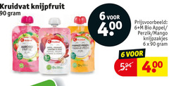  6 90 400 kruidvat knijpfruit fraise mangue pech bio appel perzik mango knijpzakjes 