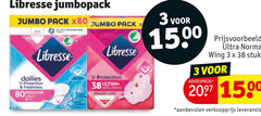  3 80 1500 libresse jumbopack jumbo pack dailies protection freshness regan ultra normal wing stuks 