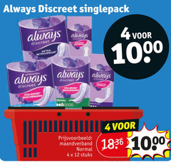  always maandverband 4 12 1000 discreet singlepack bescherming normal stuks 
