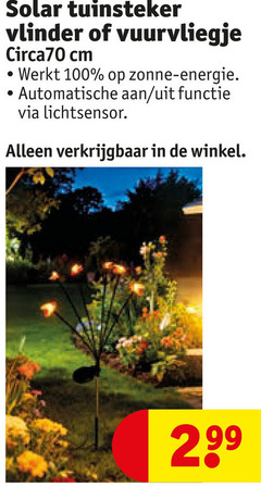  solarlamp 100 solar tuinsteker vlinder cm zonne energie automatische functie lichtsensor 