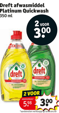  dreft afwasmiddel 2 300 350 platinum quickwash ml 3x 3 00 