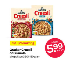  quaker cruesli 2 4 nuts granola pakken 350 450 stuks 5 99 