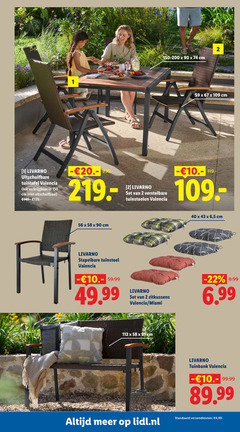 klik op dit plaatje voor een vergroting en voor vergelijkbare aanbiedingen gerelateerd aan
1 2 19 40 90 150 cm livarno uitschuifbare tuintafel valencia uitschuifbaar verstelbare tuinstoelen stapelbare tuinstoel 6 5 zitkussens miami lidl.nl tuinbank verzendkosten 4 99 1 2 19 40 90 150 cm livarno uitschuifbare tuintafel valencia uitschuifbaar verstelbare tuinstoelen stapelbare tuinstoel 6 5 zitkussens miami lidl.nl tuinbank verzendkosten 4 99