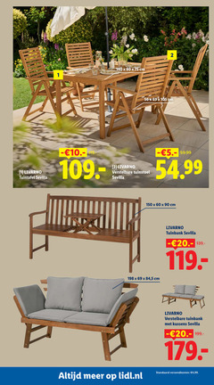 klik op dit plaatje voor een vergroting en voor vergelijkbare aanbiedingen gerelateerd aan
1 2 19 60 69 80 90 140 150 cm livarno tuintafel sevilla verstelbare tuinstoel 5 tuinbank lidl.nl kussens verzendkosten 4 99 1 2 19 60 69 80 90 140 150 cm livarno tuintafel sevilla verstelbare tuinstoel 5 tuinbank lidl.nl kussens verzendkosten 4 99