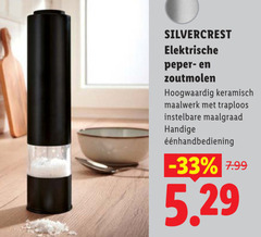  silvercrest elektrische peper zoutmolen hoogwaardig keramisch traploos instelbare maalgraad 
