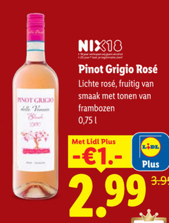  rose 18 25 pinot grigio blush nix18 jaar alcohol legitimatie rosee lichte fruitig tonen frambozen 3.99 