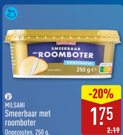  roomboter 250 fine smeerbaar serveersuggestie milsani ongezouten nutri score ge 