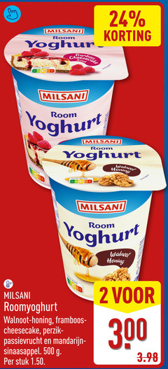  vruchtenyoghurt 2 24 300 500 milsani room yoghurt framboos nutri score walnoot honing roomyoghurt cheesecake perzik passievrucht sinaasappel stuk 