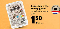  champignons 150 250 gesneden witte schaal kilo nederlandse nl bodem 