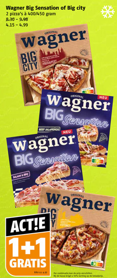  wagner diepvriespizza 1 2 50 big sensation city 400 450 original budapest beef salami bbq sydney kilo v.a. combinatie kassa 