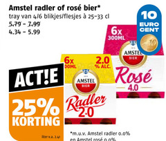  amstel radler bier 10 25 rosee tray 4 6 blikjes 25-33 6x 300ml cent 2.0 liter v.a. m.u.v 0.0 