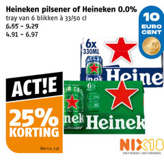  heineken 0.0 blikjes bier 6 10 25 pilsener tray blikken 33 50 6x 330ml cent reine pack liter v.a. nix18 roken drinken 