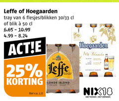  hoegaarden leffe blikjes bier speciaalbieren 6 25 50 tray blikken 30 33 blik effe liter v.a. blond wa nix18 roken drinken 