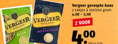  vergeer geraspte kaas 2 holland pasta mozzarella zakjes 150 200 00 kilo v.a. 