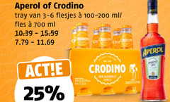  crodino aperol aperitief 25 700 tray 3-6 ml fles alcoholic sprite 
