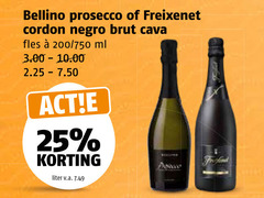  25 prosecco freixenet cordon brut cava fles 200 750 ml liter v.a. 