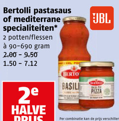  bertolli pastasaus 2 mediterrane specialiteiten potten flessen 2e halve basile pizza combinatie 
