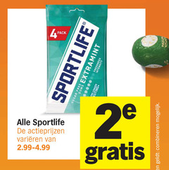  sportlife kauwgom 2 pack sugar free extramint sting freshness varieeren combineren 