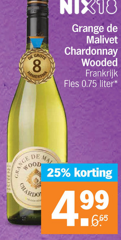  witte wijn 8 25 99 nix18 grange chardonnay frankrijk fles liter wood mal 
