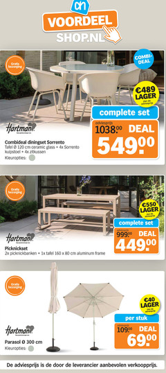  40 69 80 120 160 300 hartman langer voordeel combideal diningset sorrento tafel cm ceramic glass 4x kuipstoel zitkussen kleuropties deal picknickset 2x 1x aluminium frame parasol stuk 