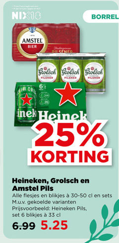  grolsch heineken amstel blikjes bier 6 18 25 33 1870 jaar alcohol nix18 pilsener borrel pilsner pils 