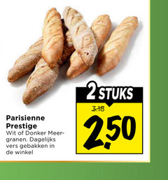  broodjes 2 250 parisienne prestige wit donker granen dagelijks vers gebakken stuks 